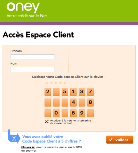espace client Oney
