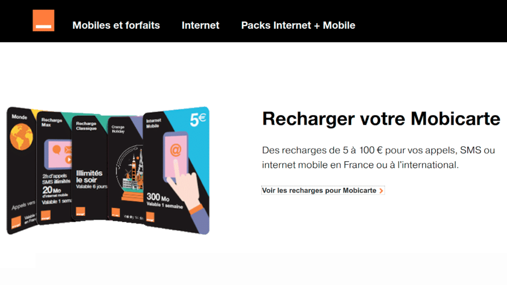 Carte prépayée Orange : activer la carte SIM avec une recharge Mobicarte