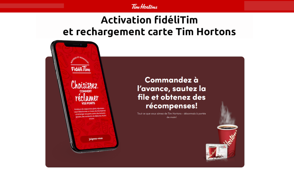 activation carte Tim Hortons fidéliTim