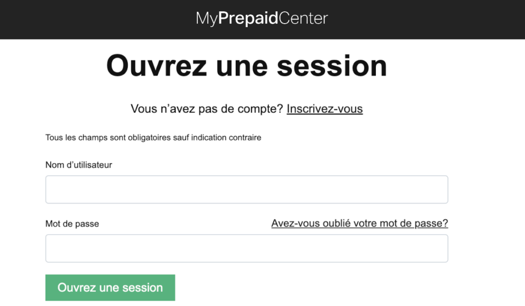 ouvrir une session my prepaid center