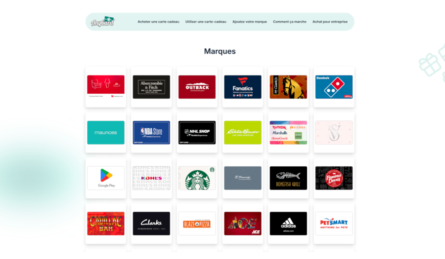 marques partenaires carte Anycard