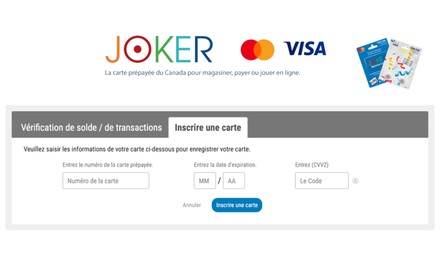 enregistrer ma carte jokercard.ca