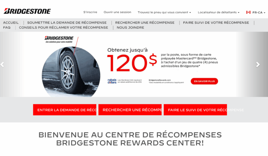 centre de récompenses bridgestone