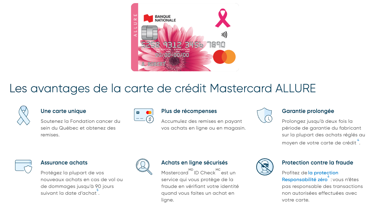 avantages carte mastercard Allure BNC